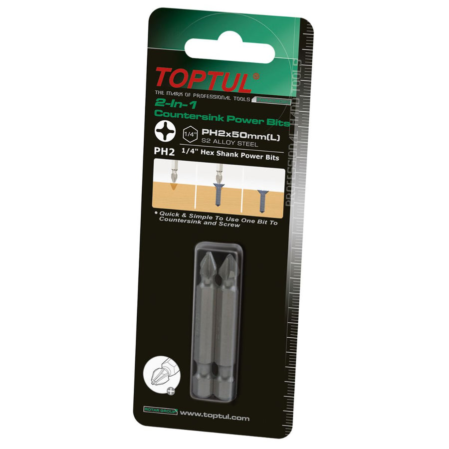 PUNTAS DE DESTORNILLADOR PH2 1/4 2 PCS - TOPTUL