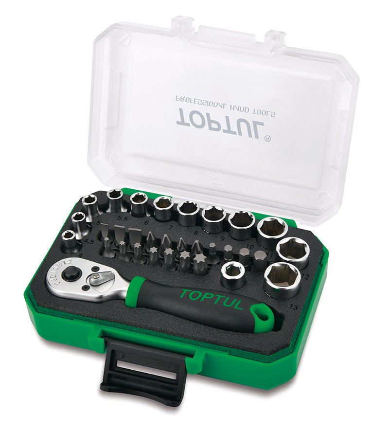 juego-de-rache-33-pcs-de-1/4-pulgadas-copas-6-pt-mm-y-puntas-toptul