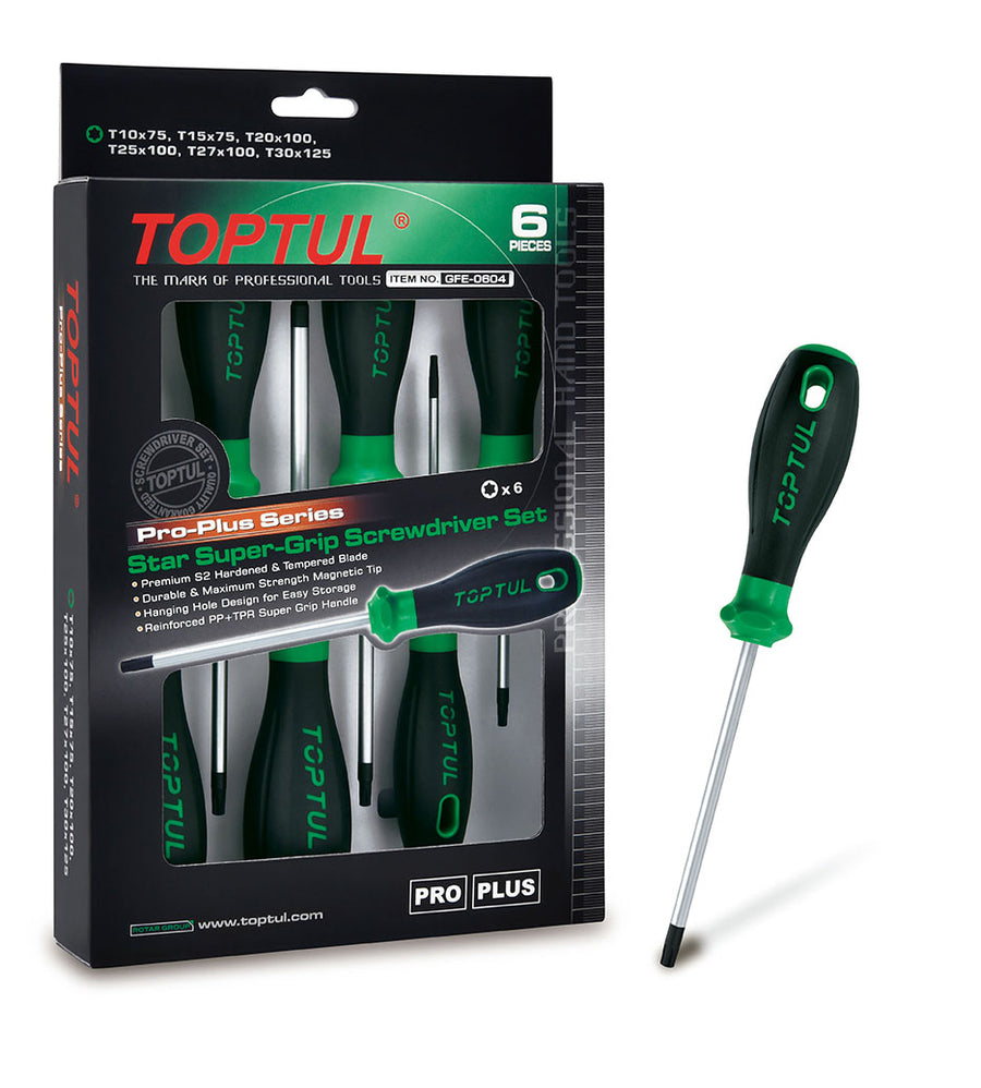 Juego de 6 pcs Destornilladores Torx T10-T30 Toptul