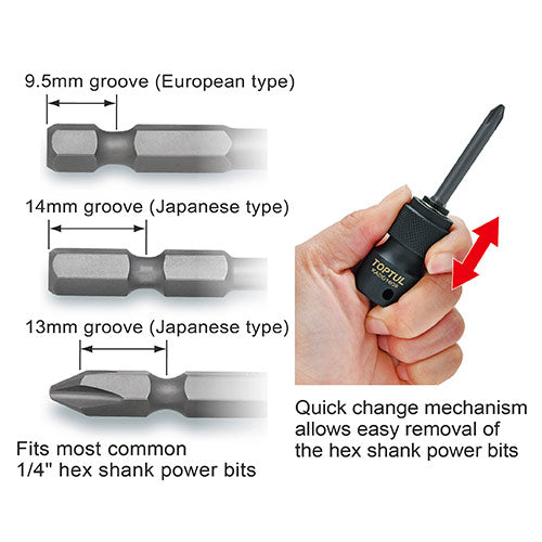 PORTAPUNTAS DE IMPACTO DE  3/8-1/4 HEXAGONAL MARCA TOPTUL