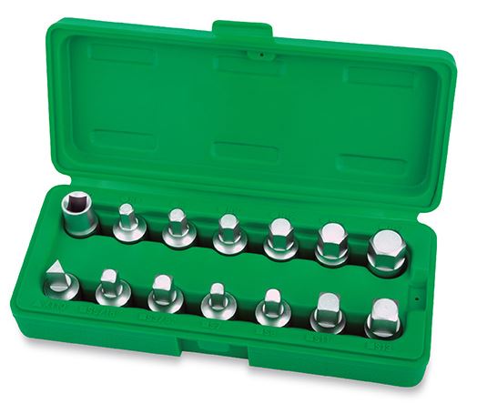 JUEGO 14 PCS LLAVES PARA TAPONES DRENAJE ACEITE